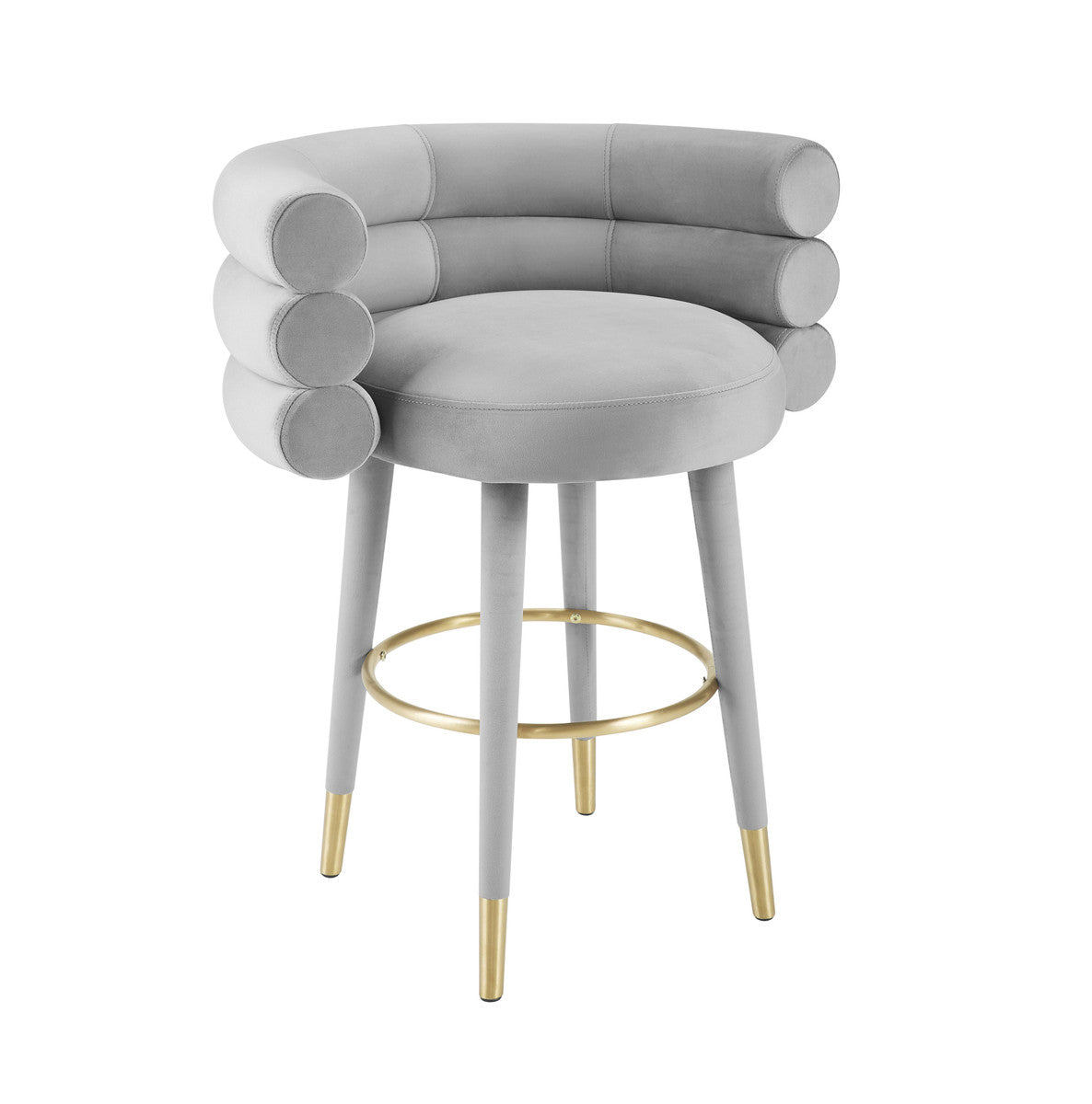 Nazri Grey Velvet Counter Stool - Luxury Living Collection