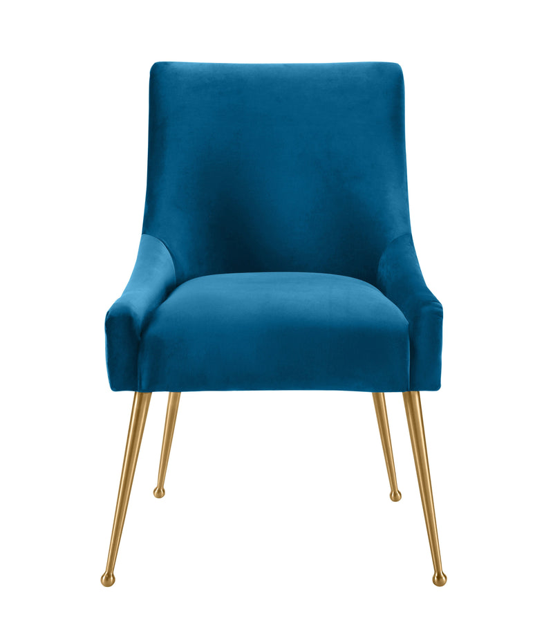 Prado Pleated Navy Velvet With Gold Frame Chair - Luxury Living Collection