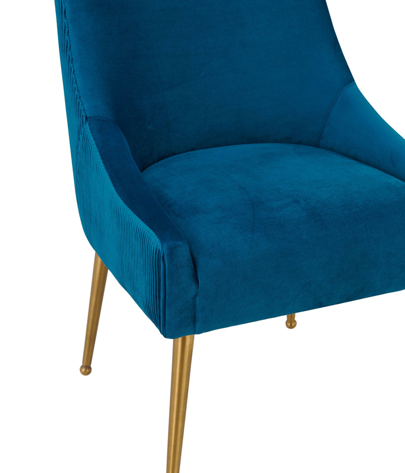 Prado Pleated Navy Velvet With Gold Frame Chair - Luxury Living Collection
