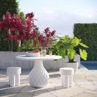 Nousha 47” Indoor/Outdoor Ivory Concrete Dining Table - Luxury Living Collection