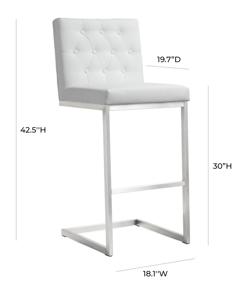 Nurit White Eco-Leather Barstools (Set of 2) - Luxury Living Collection