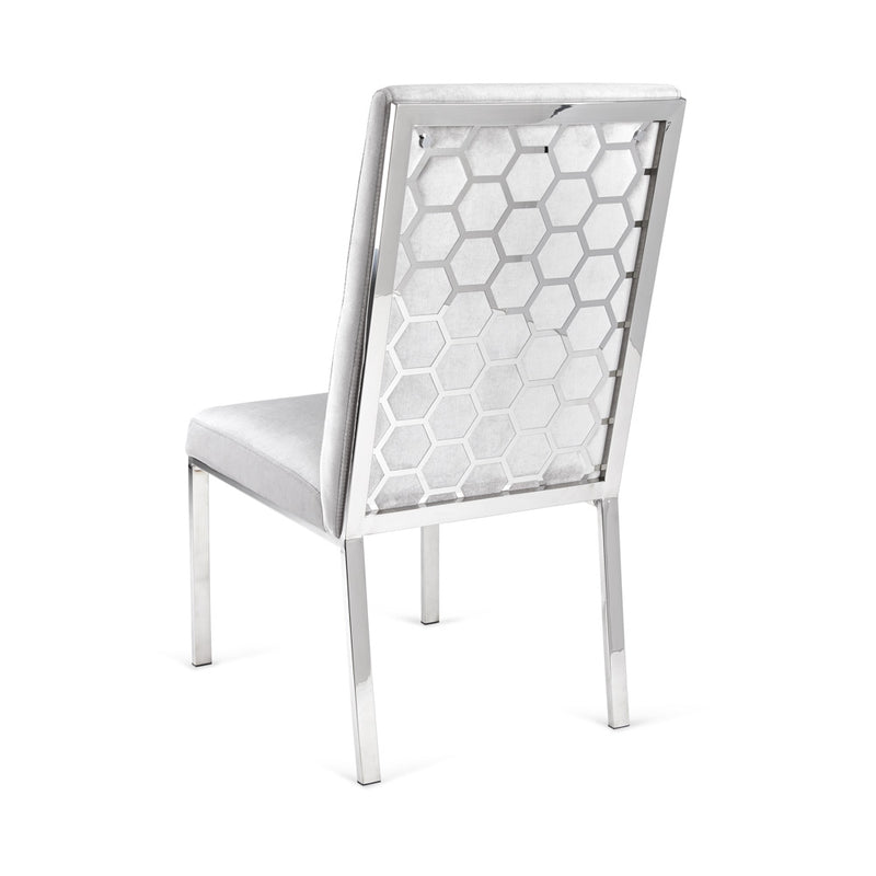 Everlee Grey Velvet and Polished Steel Chair