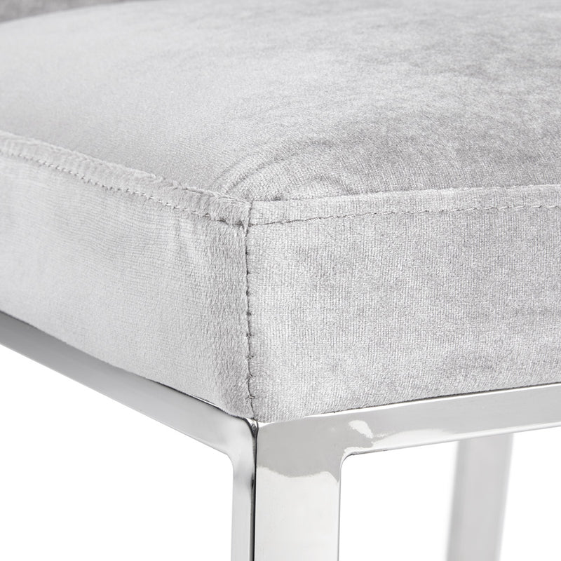 Everlee Grey Velvet and Polished Steel Chair