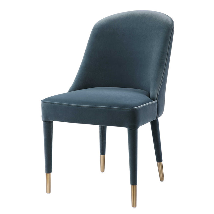 Alexa Blue Velvet Chair (Set of 2)