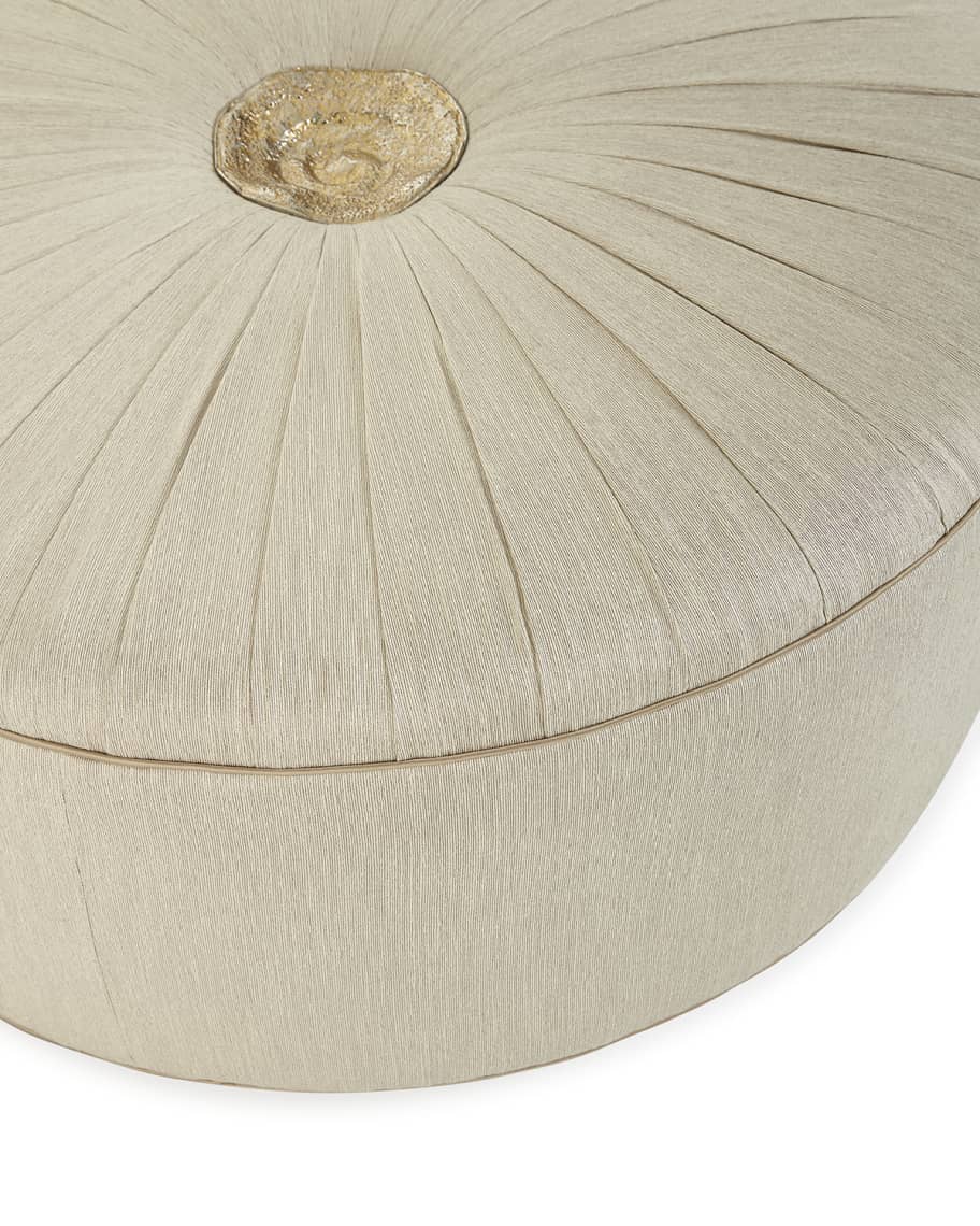 Sydney Pearl Fabric & Silver Ottoman - Luxury Living Collection