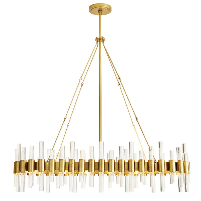 Aurora 43" Antique Brass & Acrylic Oval Chandelier