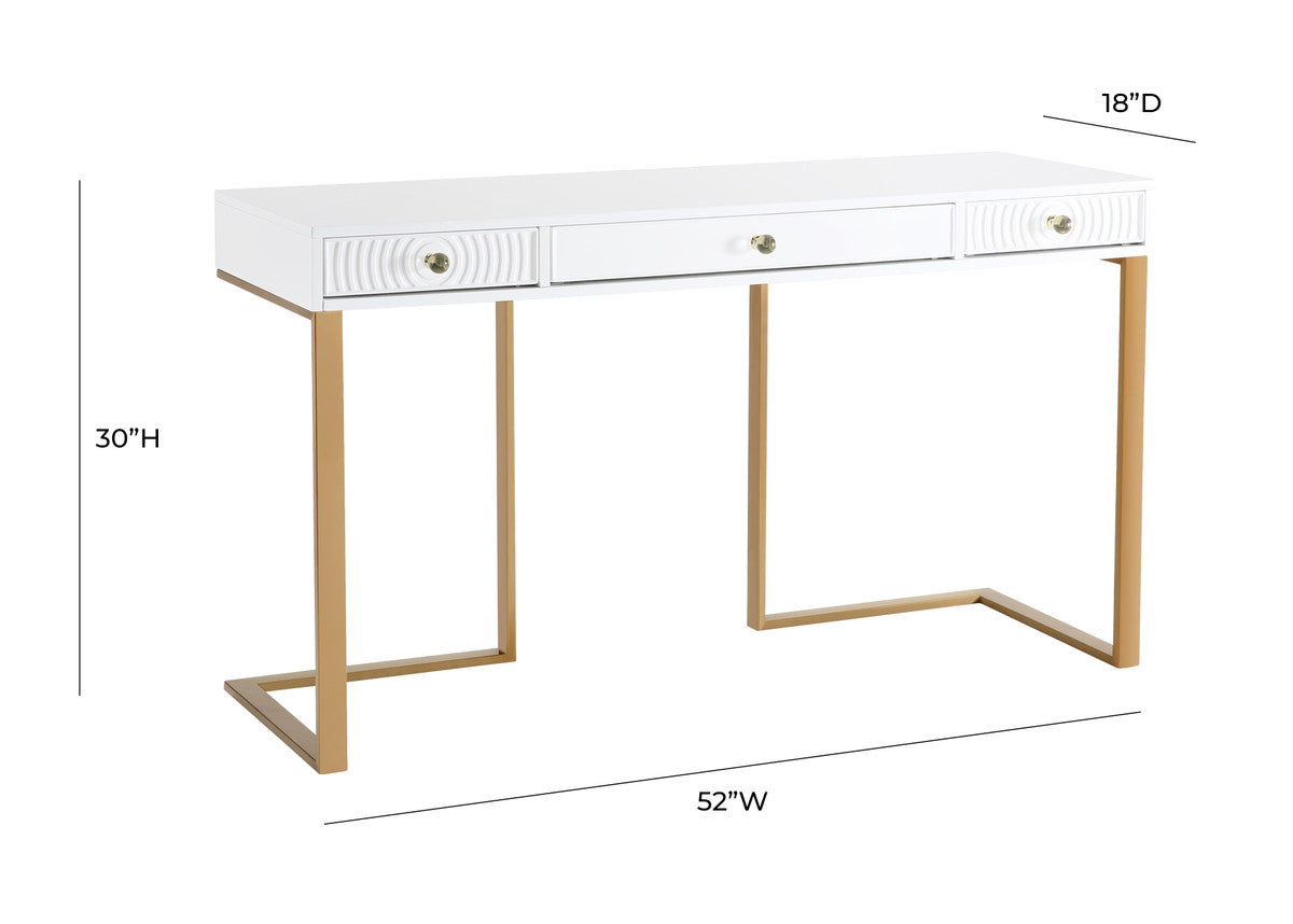 Oscar White Lacquer Desk - Luxury Living Collection