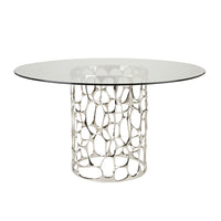 Drea Round Stainless Steel Base Dining Table