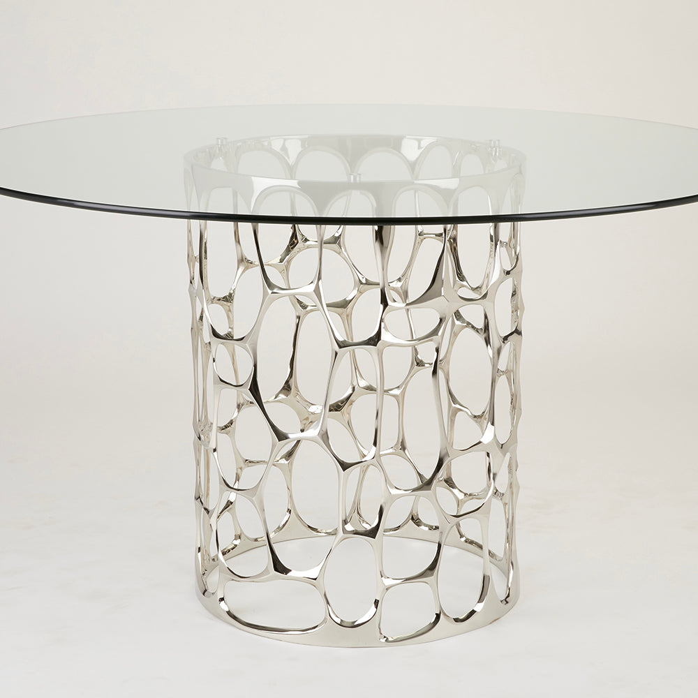 Drea Round Stainless Steel Base Dining Table