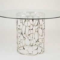 Drea Round Stainless Steel Base Dining Table