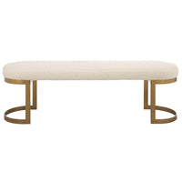 Paula Faux Shearling & Gold Leaf Bench