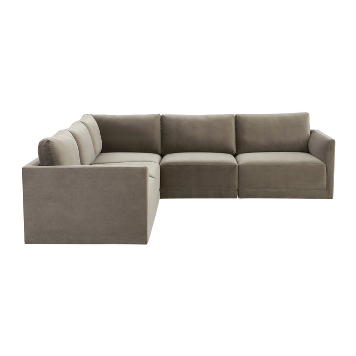 Valentina Taupe Velvet Modular L Sectional Sofa - Luxury Living Collection