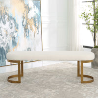 Paula Faux Shearling & Gold Leaf Bench