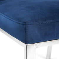 Everlee Navy Blue Velvet and Polished Steel Chair
