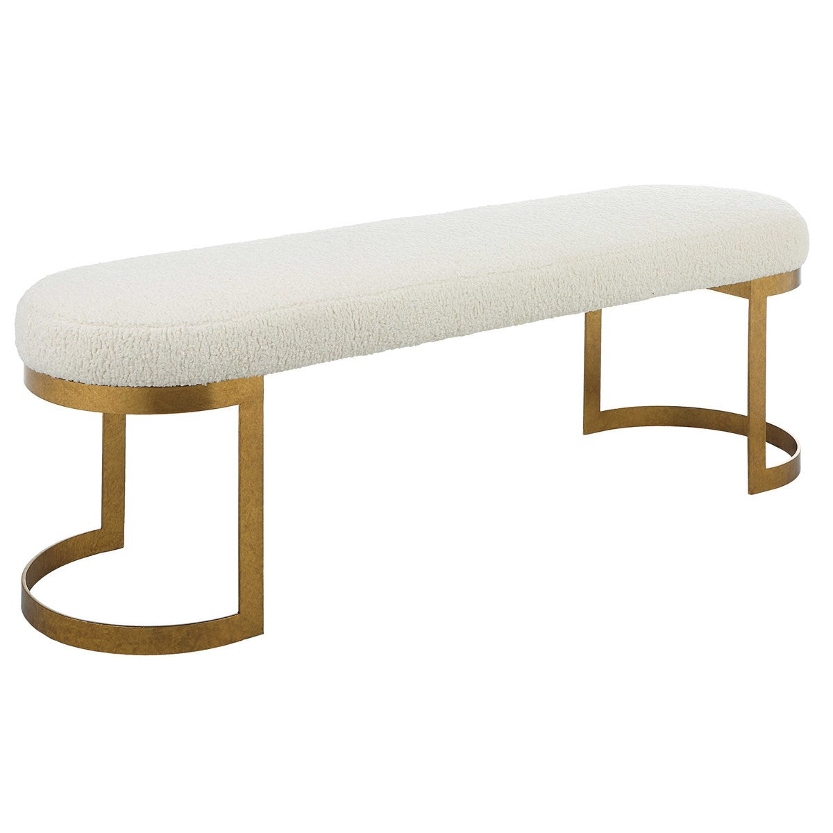 Paula Faux Shearling & Gold Leaf Bench