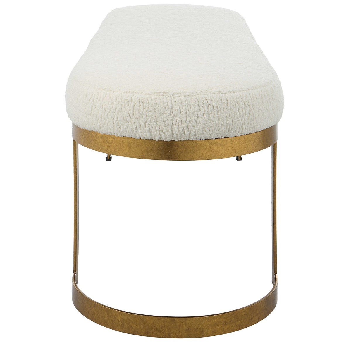 Paula Faux Shearling & Gold Leaf Bench