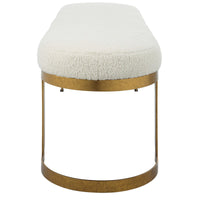 Paula Faux Shearling & Gold Leaf Bench