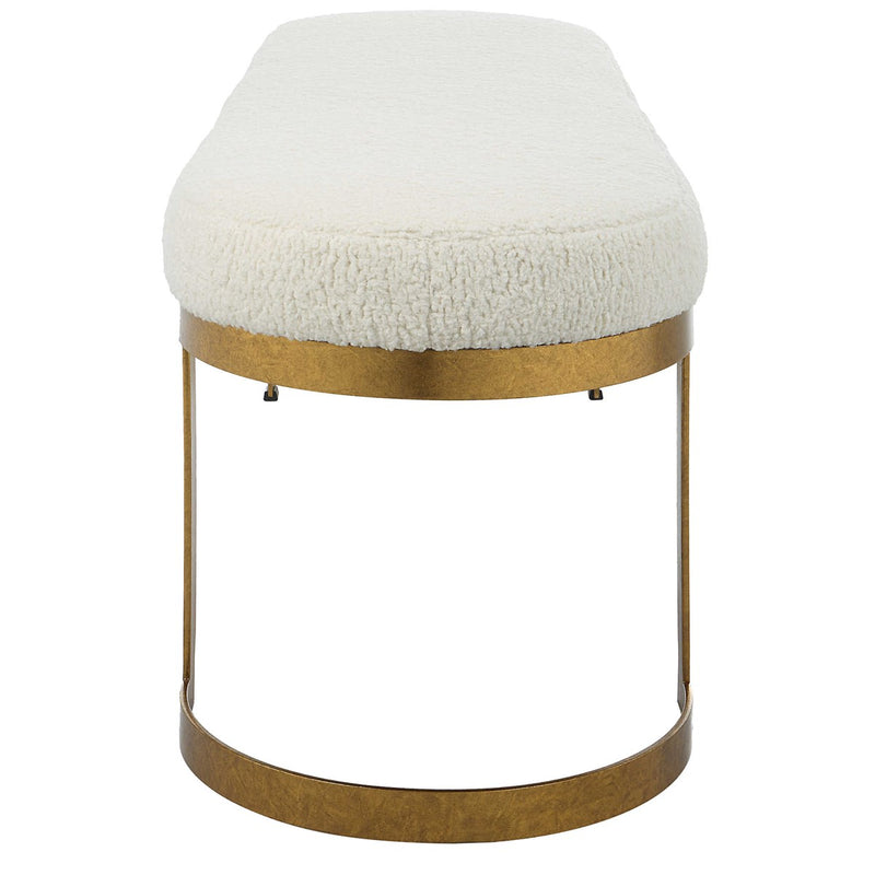 Paula Faux Shearling & Gold Leaf Bench