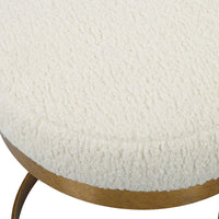 Paula Faux Shearling & Gold Leaf Bench