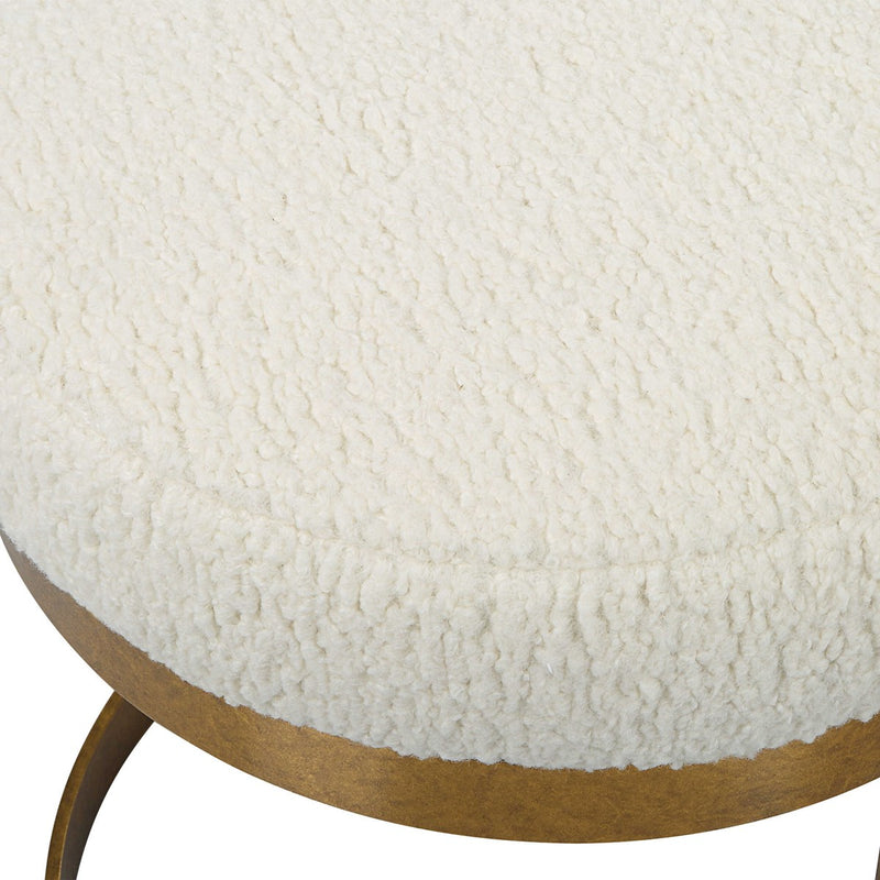 Paula Faux Shearling & Gold Leaf Bench