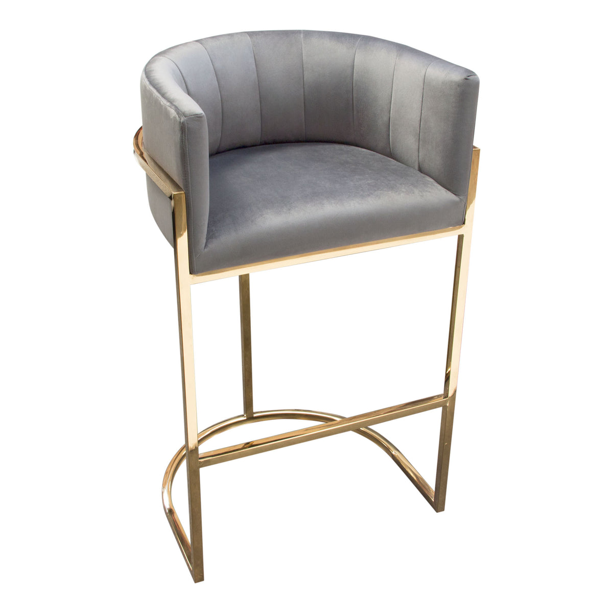Angele Grey Velvet Bar Chair - Luxury Living Collection