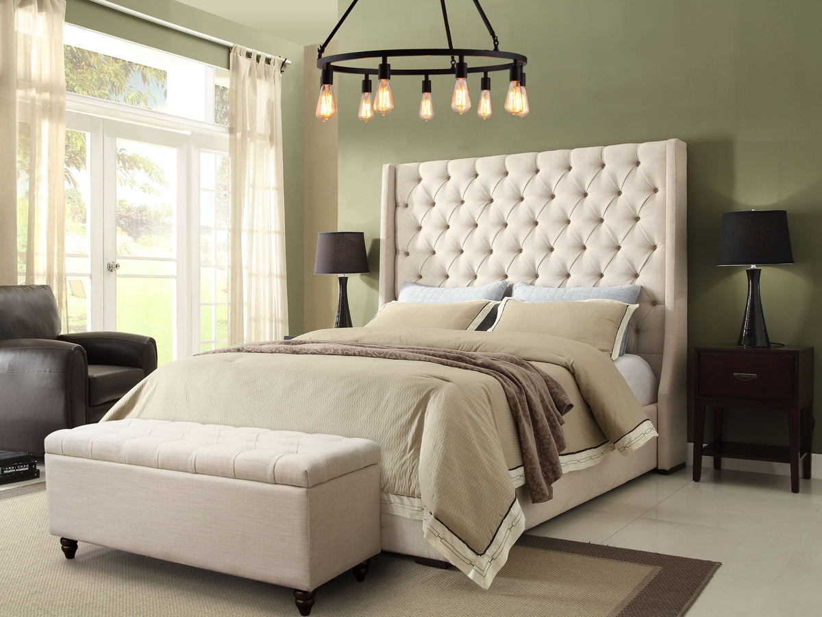 Thalia Desert Sand Linen Bed - Luxury Living Collection