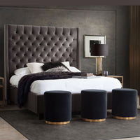 Thalia Grey Velvet Bed - Luxury Living Collection