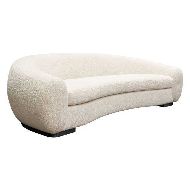 Ryla Sofa in Bone Boucle Textured Fabric w/ Contoured Arms & Back - Luxury Living Collection