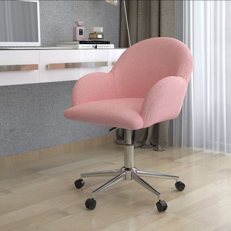 Alisha Pink Boucle Office Chair