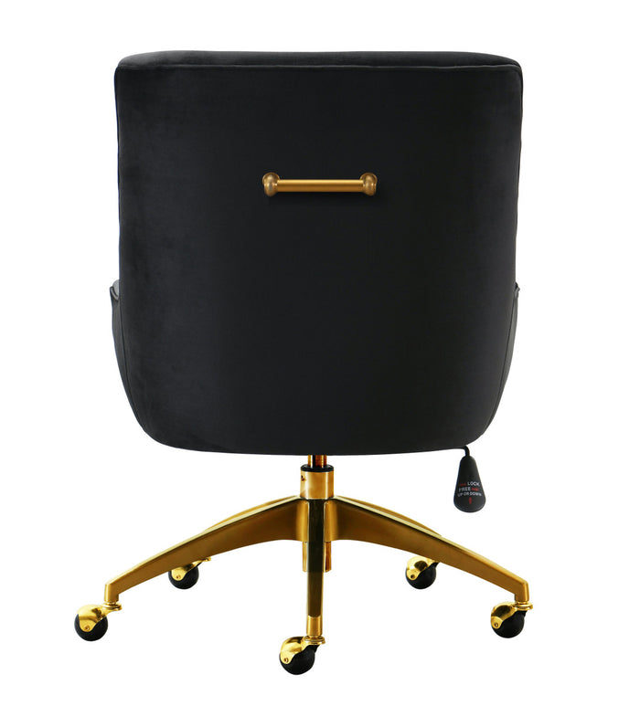 Prado Black Velvet Office Swivel Chair - Luxury Living Collection