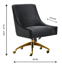 Prado Black Velvet Office Swivel Chair - Luxury Living Collection
