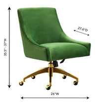 Prado Green Velvet Office Swivel Chair - Luxury Living Collection