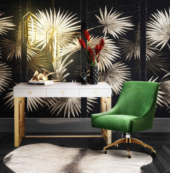 Prado Green Velvet Office Swivel Chair - Luxury Living Collection