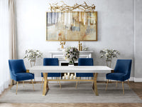Prado Blue Velvet With Gold Frame Chair - Luxury Living Collection