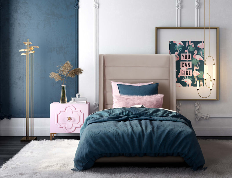 Pantea Blush Velvet Bed - Luxury Living Collection