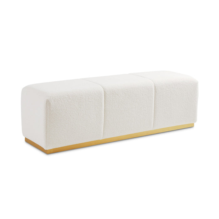 Bristol White Fur Bench with Brushed Gold