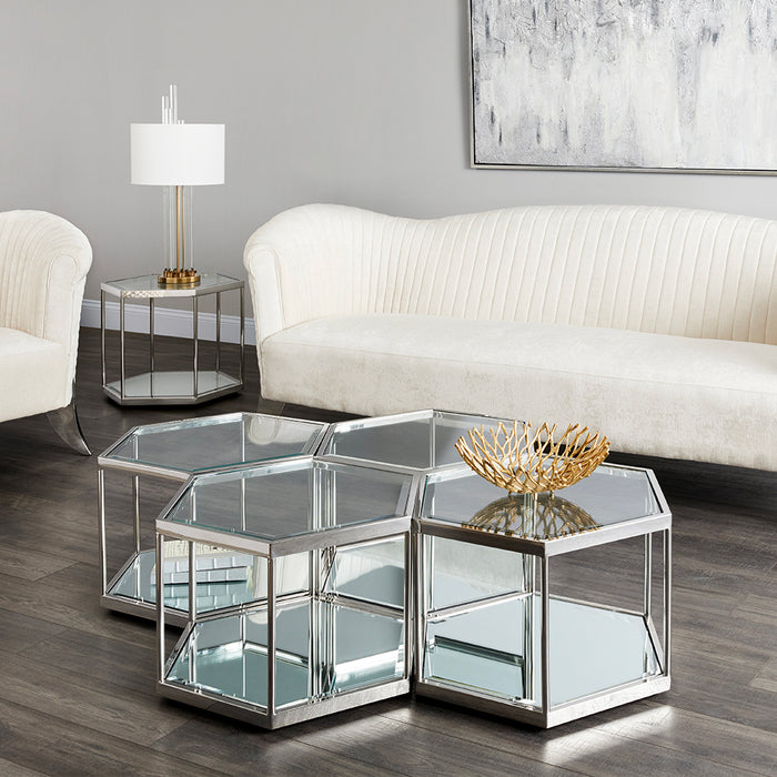 Honeycomb Silver Coffee Table (Set of 4)