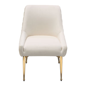 Prado Cream Velvet with Brushed Gold Dining Chairs (Set of Two)- Luxury Living Collection