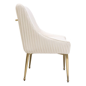 Prado Cream Velvet with Brushed Gold Dining Chairs (Set of Two)- Luxury Living Collection