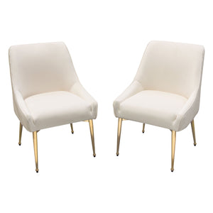Prado Cream Velvet with Brushed Gold Dining Chairs (Set of Two)- Luxury Living Collection
