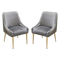 Prado Grey Velvet with Brushed Gold Dining Chairs (Set of Two)- Luxury Living Collection