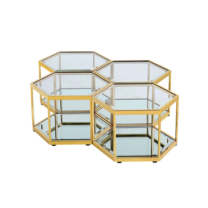 Honeycomb Gold Coffee Table (Set of 4)