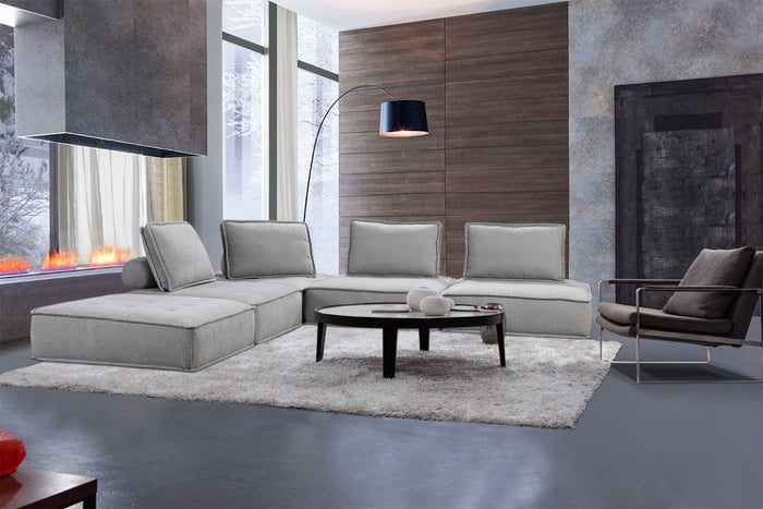 Lorenza Modern Grey Fabric Modular Sectional Sofa