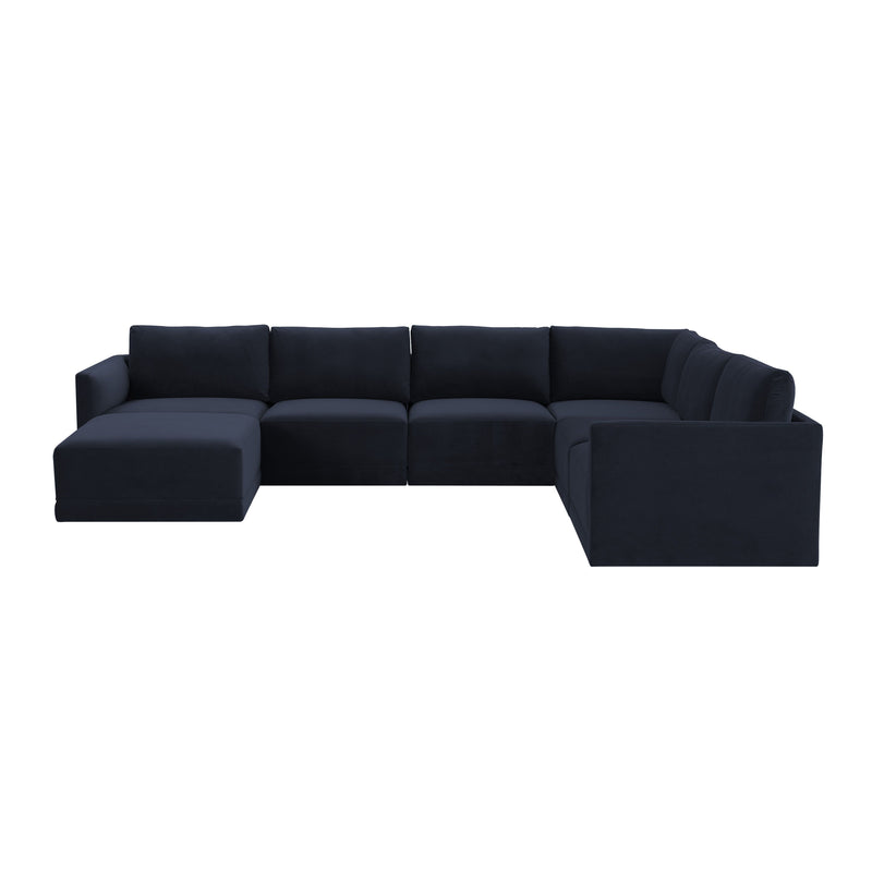 Valentina Navy Velvet Modular Large Sectional Sofa - Luxury Living Collection