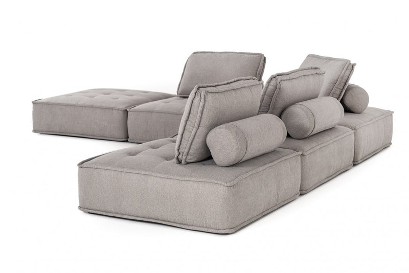 Lorenza Modern Grey Fabric Modular Sectional Sofa