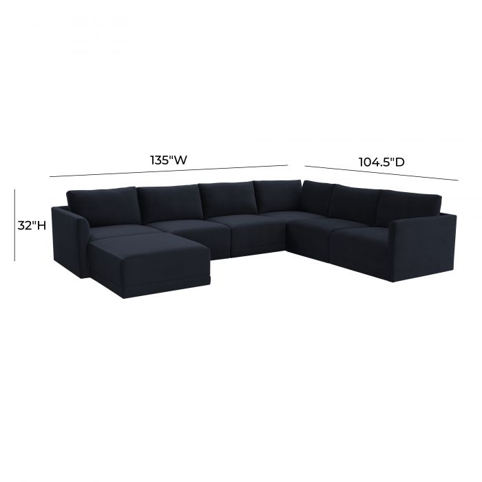 Valentina Navy Velvet Modular Large Sectional Sofa - Luxury Living Collection