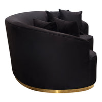 Anastasia Black Suede Velvet with Brushed Gold Sofa - Luxury Living Collection