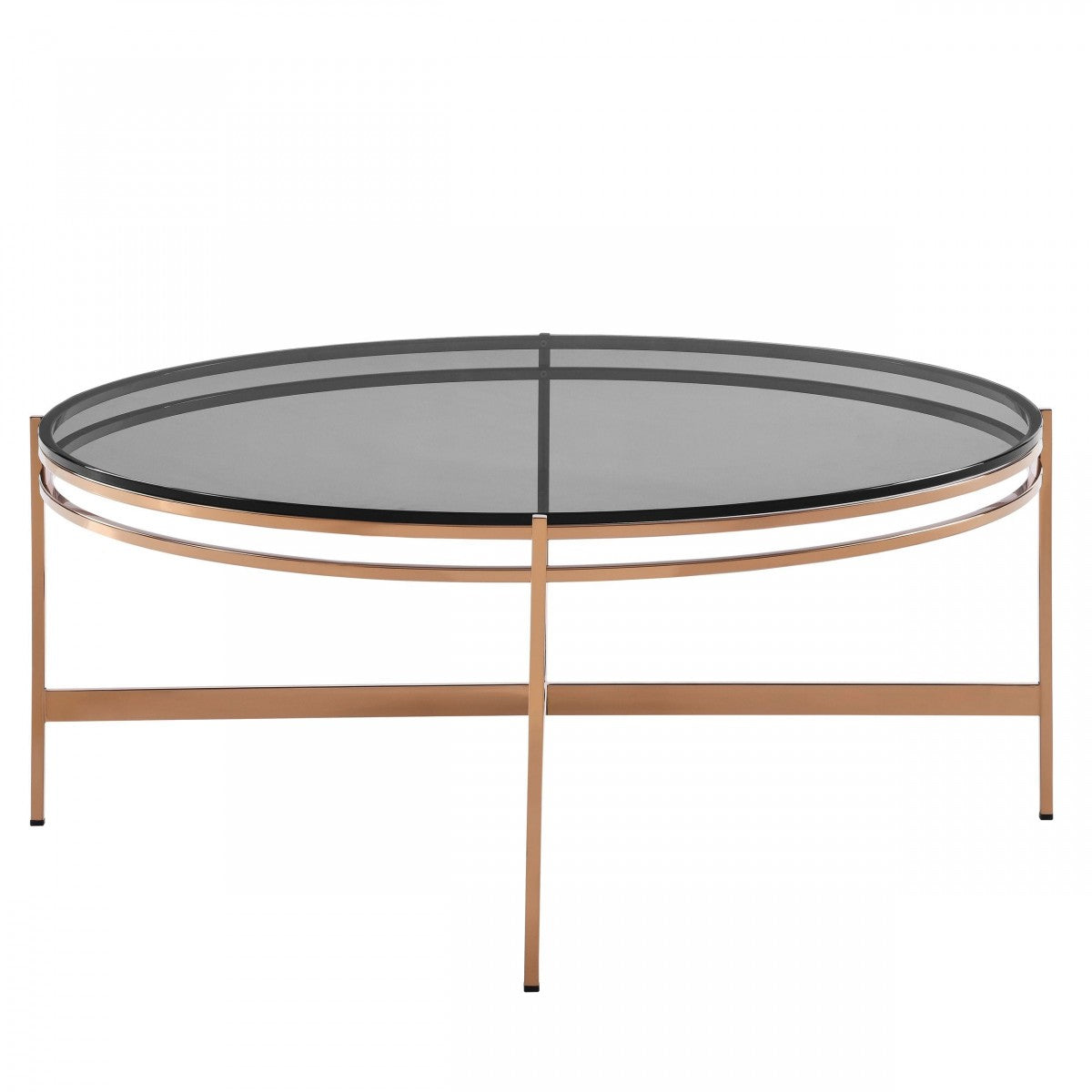 Ansley Modern Smoked Glass & Rosegold Coffee Table