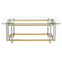 Jayden Polished Gold and Silver Rectangular Coffee Table