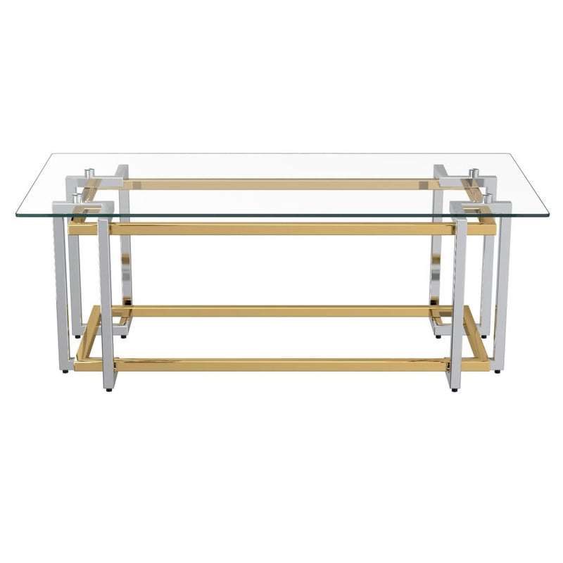 Jayden Polished Gold and Silver Rectangular Coffee Table